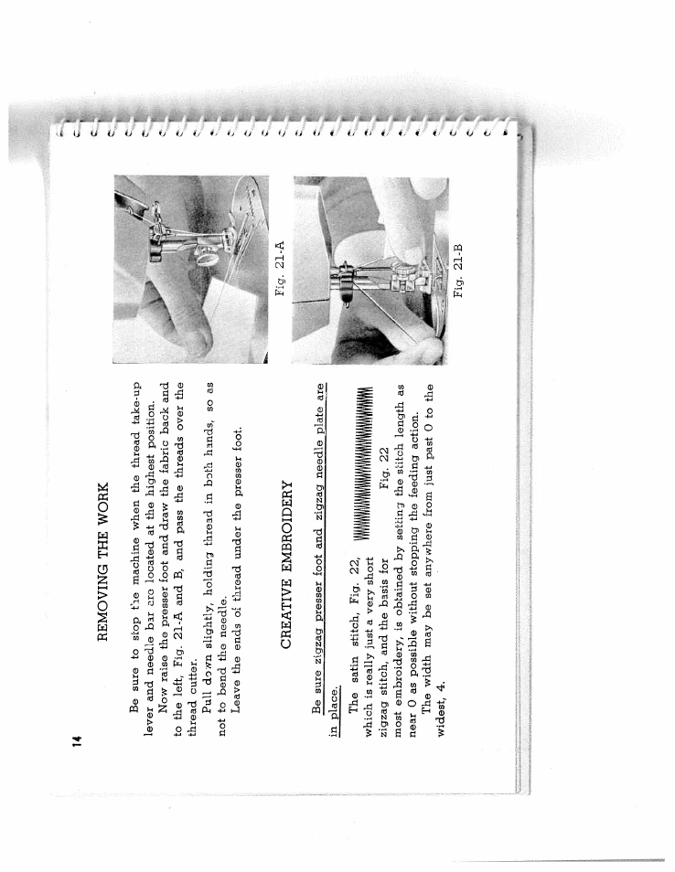 Removing the work, Creative embroidery | SINGER W5135 User Manual | Page 16 / 28