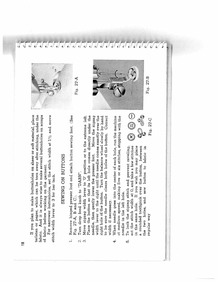 Sewing on buttons | SINGER W5135 User Manual | Page 20 / 28