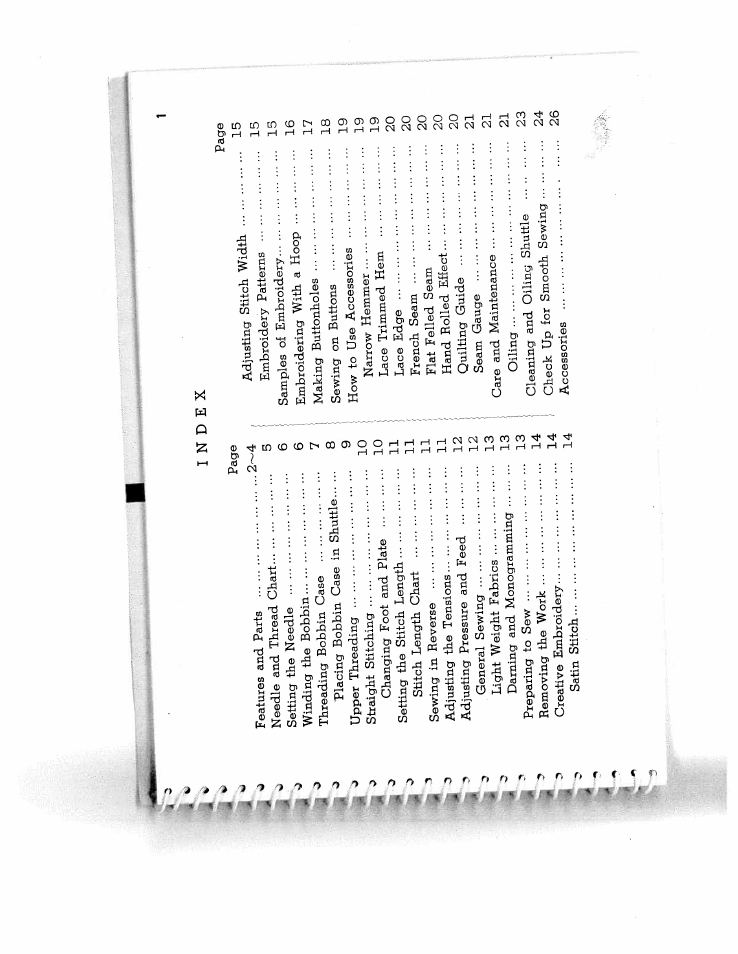 Index | SINGER W5135 User Manual | Page 3 / 28