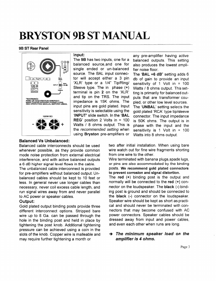 Bryston 9b st manual | Bryston 9B ST User Manual | Page 3 / 7