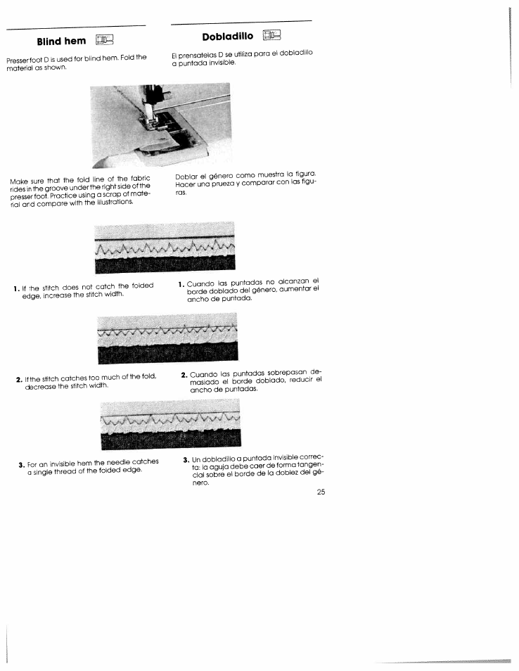 Dobladillo, Blind hem dobladillo | SINGER W5839 User Manual | Page 23 / 30