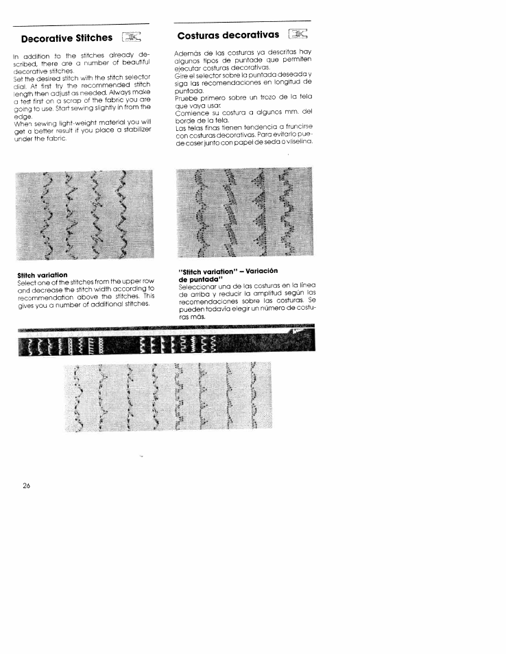 Decorative stitches i, Costuras decorativas | SINGER W5839 User Manual | Page 24 / 30