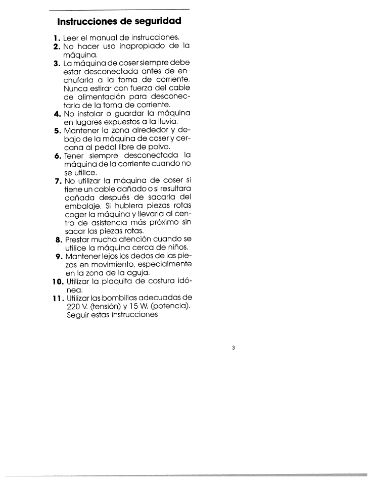 Instrucciones de seguridad | SINGER W5839 User Manual | Page 3 / 30