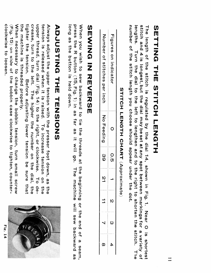 Sewing in reverse, Adjusting the tensions, Setting the stitch length | SINGER W610 User Manual | Page 13 / 44