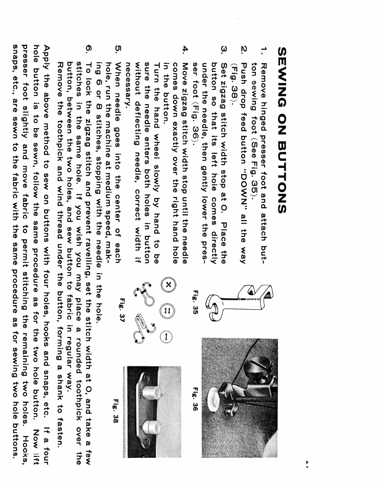Sewing on buttons | SINGER W610 User Manual | Page 23 / 44