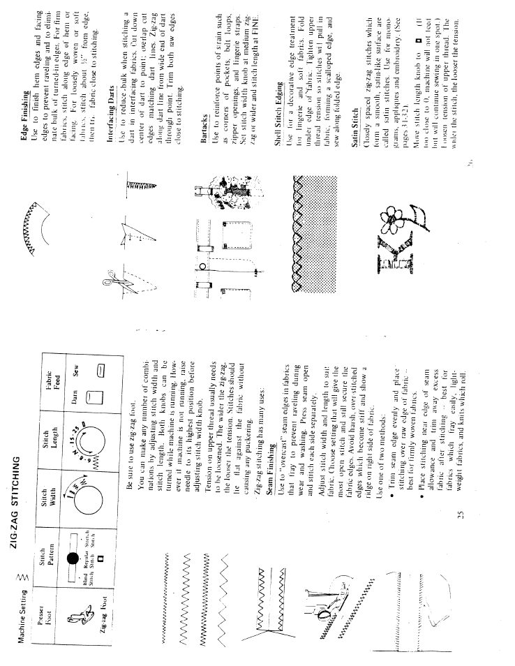 Satin stitch, Straight stitch | SINGER W6105 User Manual | Page 15 / 26
