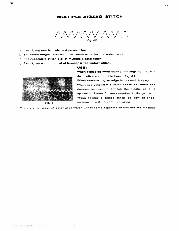 Multiple zigzag stitch | SINGER W614 User Manual | Page 30 / 57