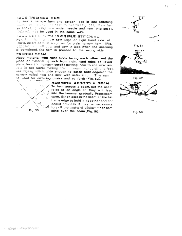 As above, guiding, Narrov/ rolled, Slightly | SINGER W614 User Manual | Page 34 / 57
