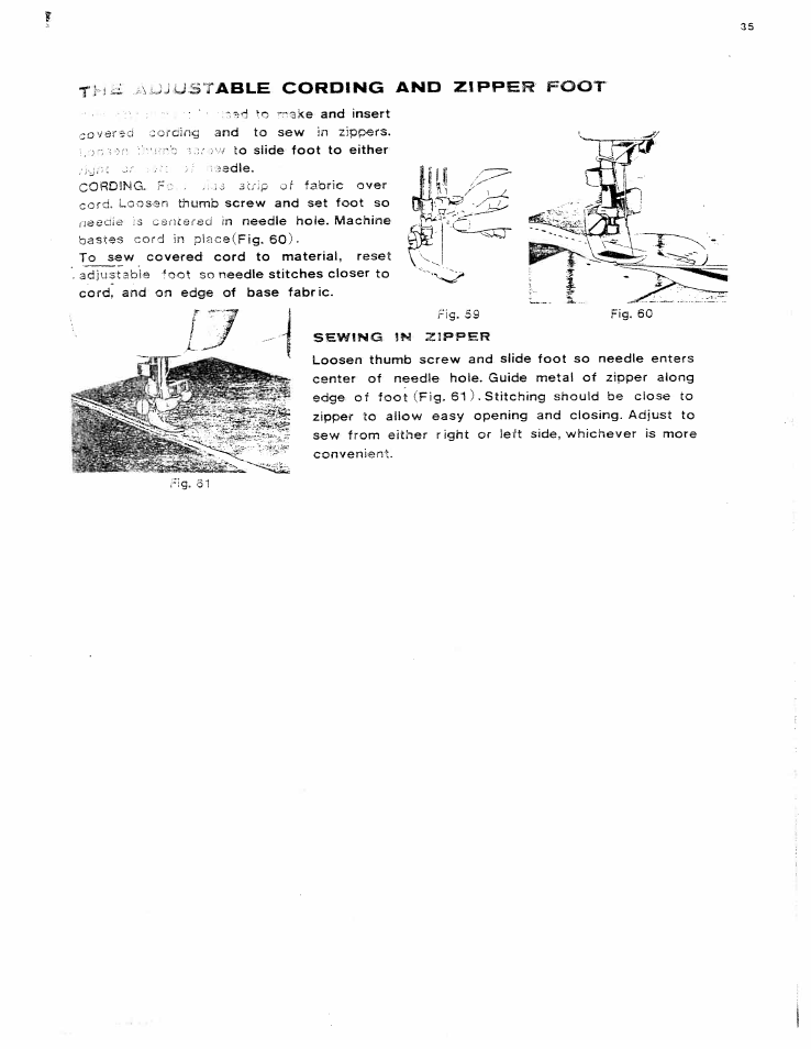 Coversd goraing, Cord. loosen, Bastes cord | Plac8(fig, Io atrip | SINGER W614 User Manual | Page 36 / 57