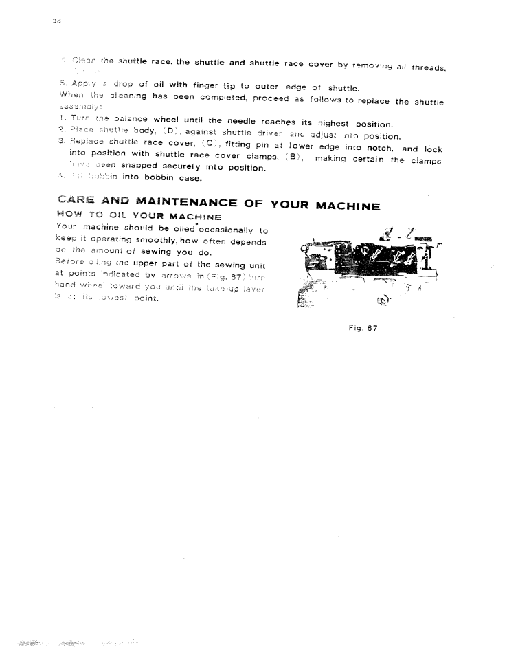 A drop, When the, On ctie amount of | Before oiling the, Indicated by, At ico ,o',vast point | SINGER W614 User Manual | Page 39 / 57