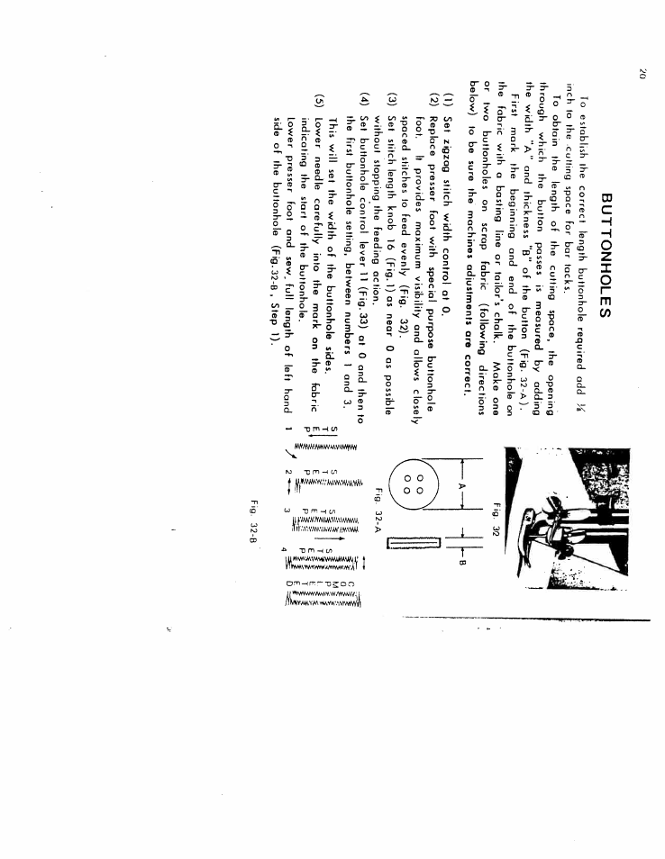 Buttonholes | SINGER W616 User Manual | Page 19 / 48