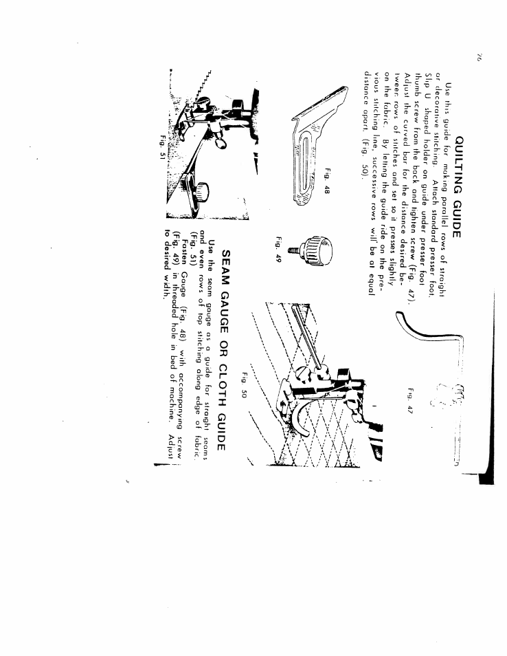 Quilting guide, Seam gauge or cloth guide | SINGER W616 User Manual | Page 25 / 48