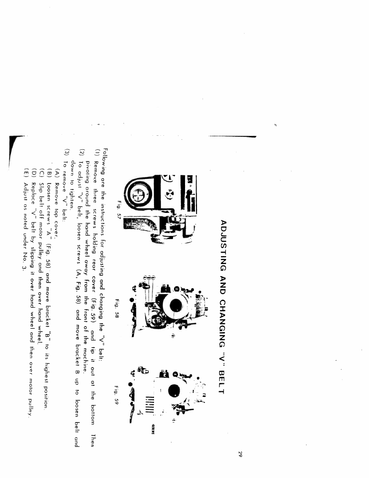 Adjusting and changing “v” belt | SINGER W616 User Manual | Page 28 / 48