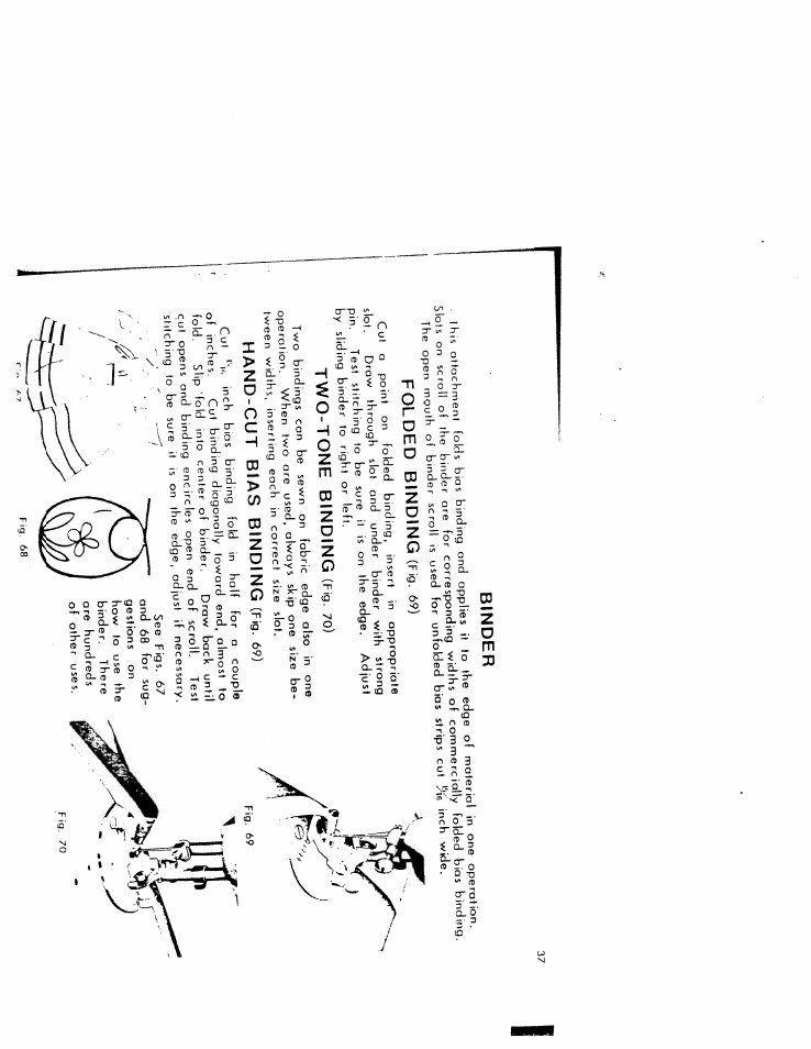 Of e, Binder, Folded binding | Two-tone binding, Hand-cut bias binding | SINGER W616 User Manual | Page 36 / 48