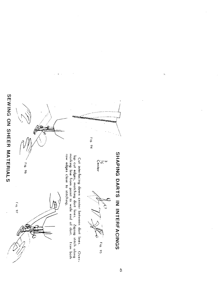 Shaping darts in interfacings | SINGER W616 User Manual | Page 44 / 48