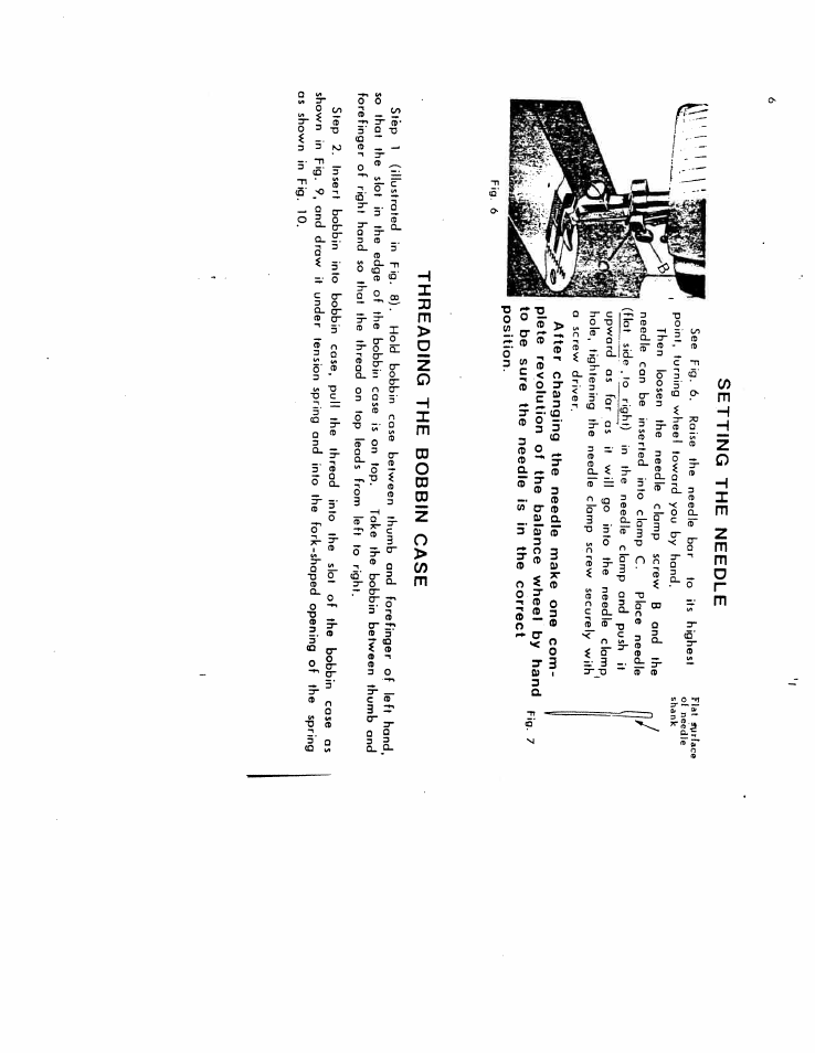 Setting the needle, Threading the bobbin case | SINGER W616 User Manual | Page 5 / 48