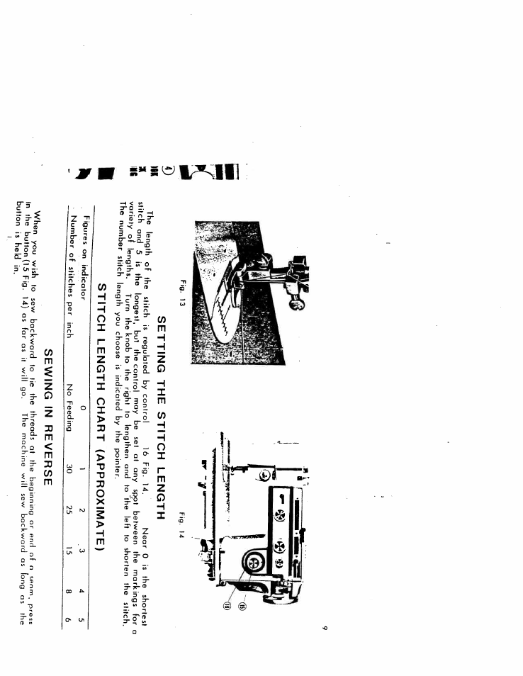 Setting the stitch length, Stitch length chart (approximate), Sewing in reverse | SINGER W616 User Manual | Page 8 / 48