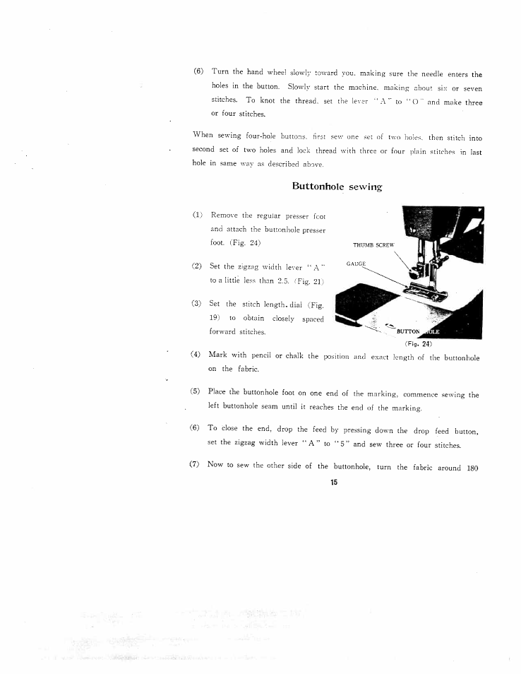Buttonhole sewing | SINGER W671 User Manual | Page 16 / 24