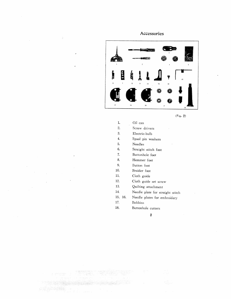 Accessories | SINGER W671 User Manual | Page 4 / 24