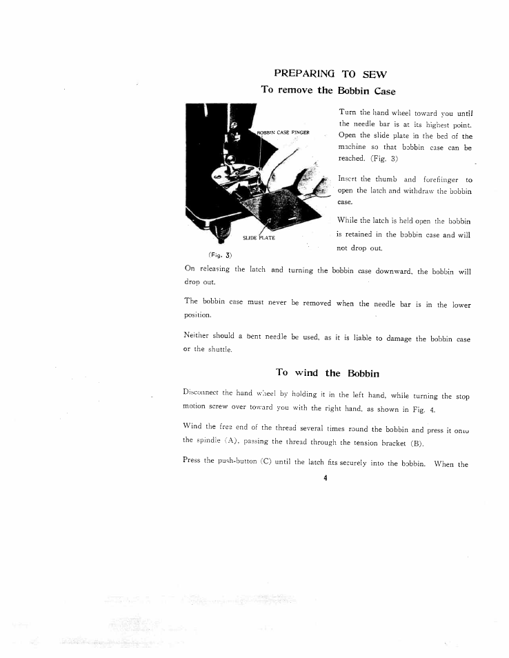 Preparing to sew to remove the bobbin case | SINGER W671 User Manual | Page 5 / 24