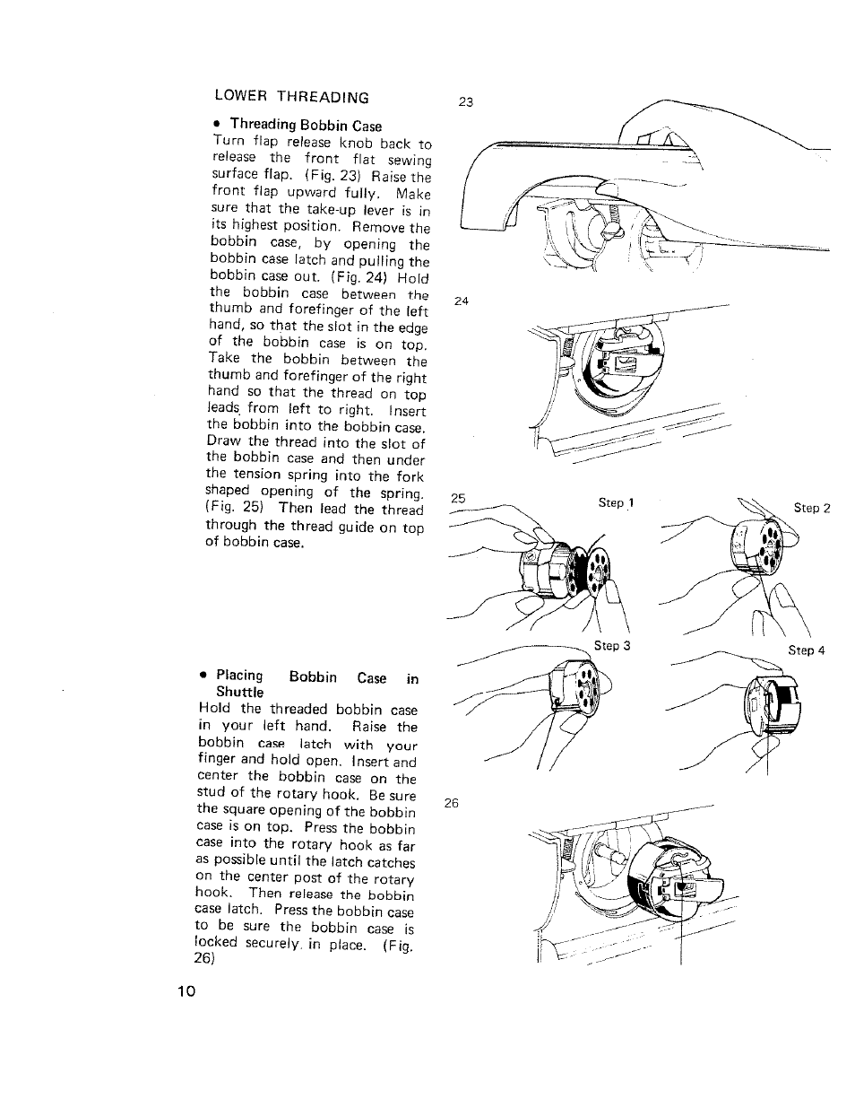 Lower threading, Placing bobbin case in shuttle | SINGER W710 User Manual | Page 11 / 61