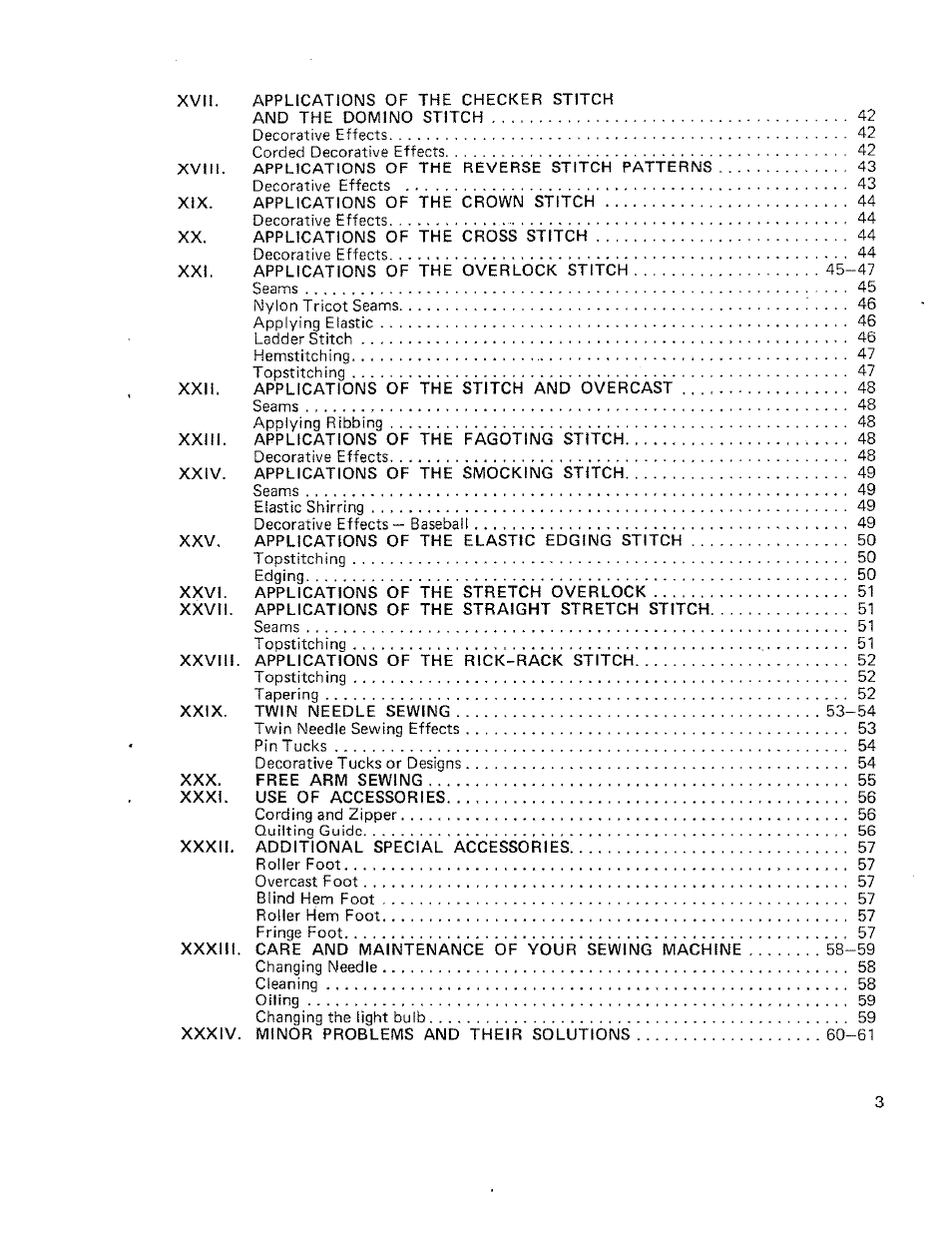 Xxxm | SINGER W710 User Manual | Page 4 / 61