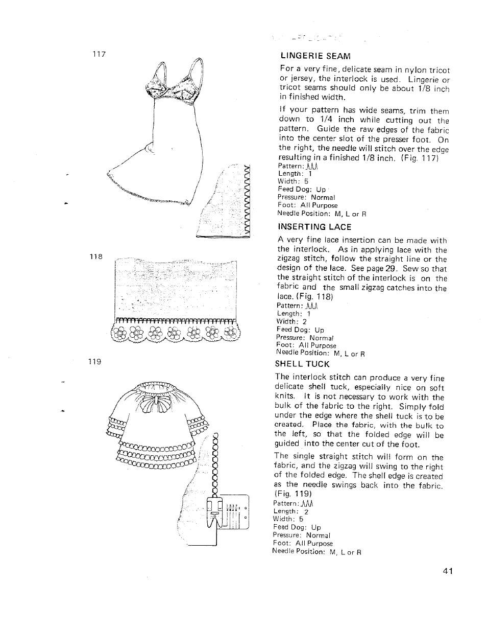 Inserting lace, Shell tuck | SINGER W710 User Manual | Page 42 / 61