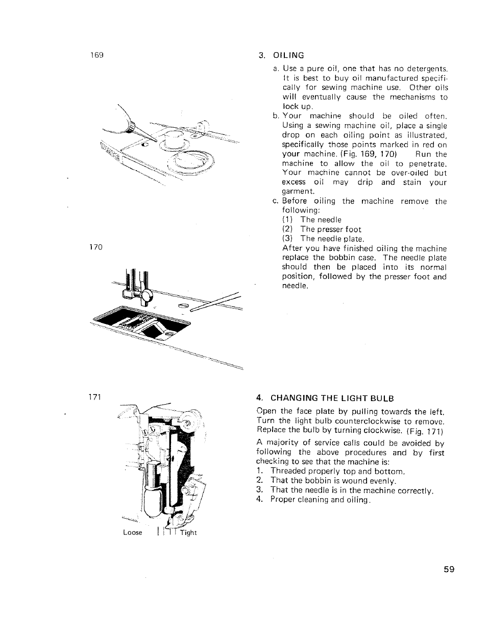 Changing the light bulb | SINGER W710 User Manual | Page 60 / 61