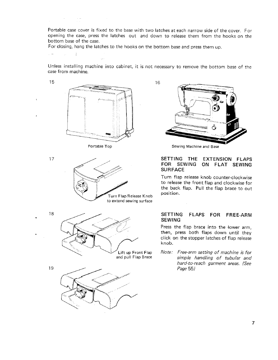 Setting flaps for free-arm sewing | SINGER W710 User Manual | Page 8 / 61