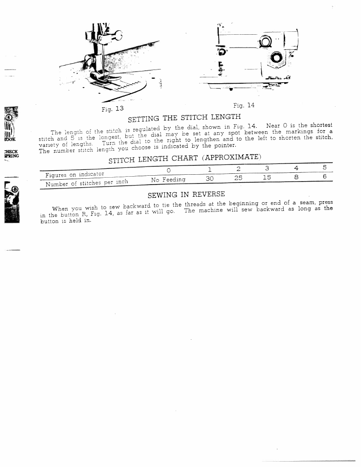 Setting the stitch length, Stitch length chart (approximate), Sewing in reverse | SINGER W711 User Manual | Page 10 / 46