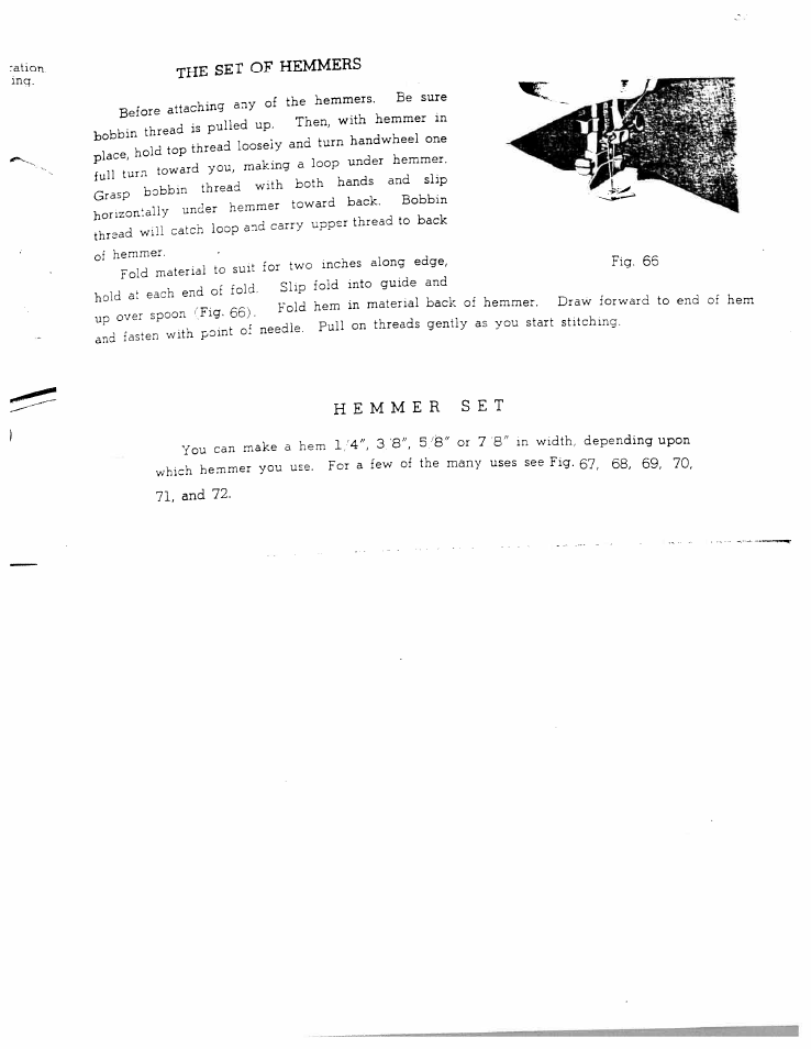 The set of hemmers, Hemmer set, Hemmers | Fig. 66 | SINGER W711 User Manual | Page 33 / 46