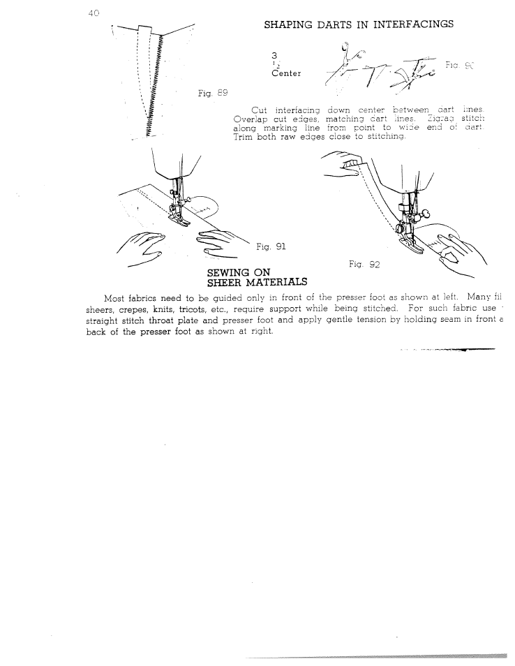 Shaping darts in interfacings | SINGER W711 User Manual | Page 40 / 46