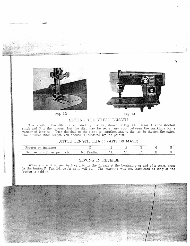 Setting the stitch length, Stitch length chart (approximate), Sewing in reverse | Fl'i-tc'ch | SINGER W712 User Manual | Page 10 / 48