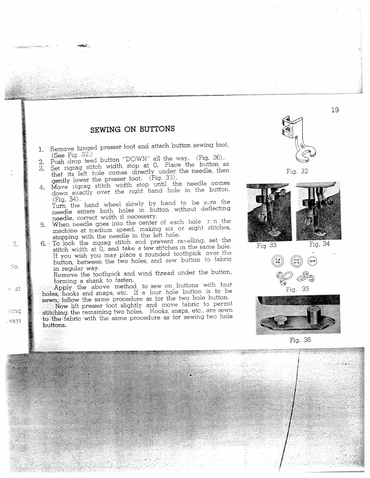 Sewing on buttons | SINGER W712 User Manual | Page 20 / 48