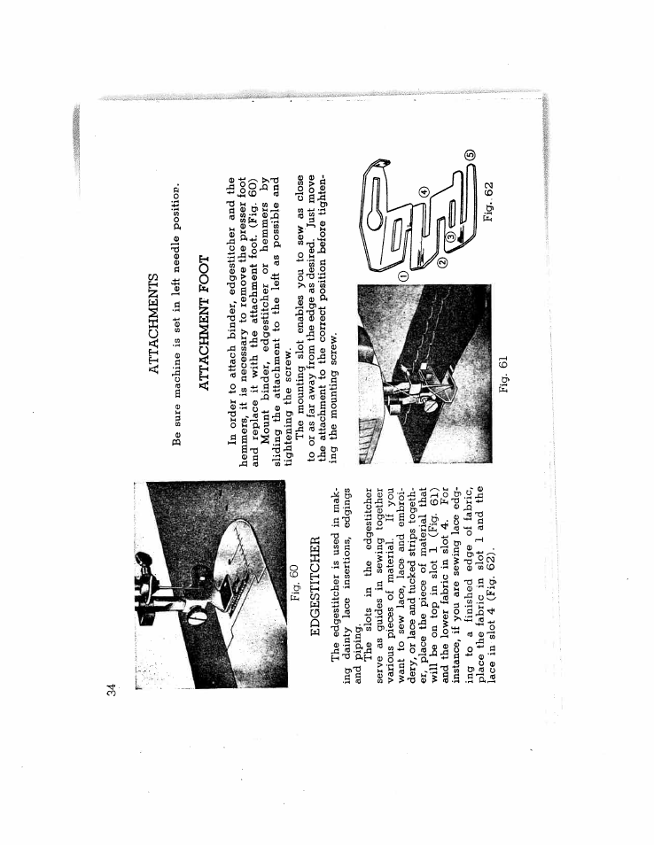 Attachments, Attachment foot | SINGER W714 User Manual | Page 36 / 44
