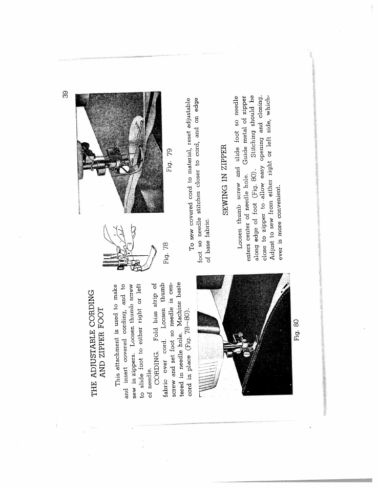Sewing in zipper | SINGER W714 User Manual | Page 41 / 44