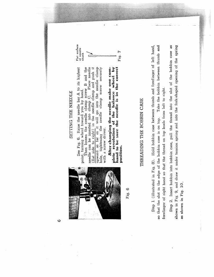 Setting the needle, Threading the bobbin case | SINGER W714 User Manual | Page 8 / 44