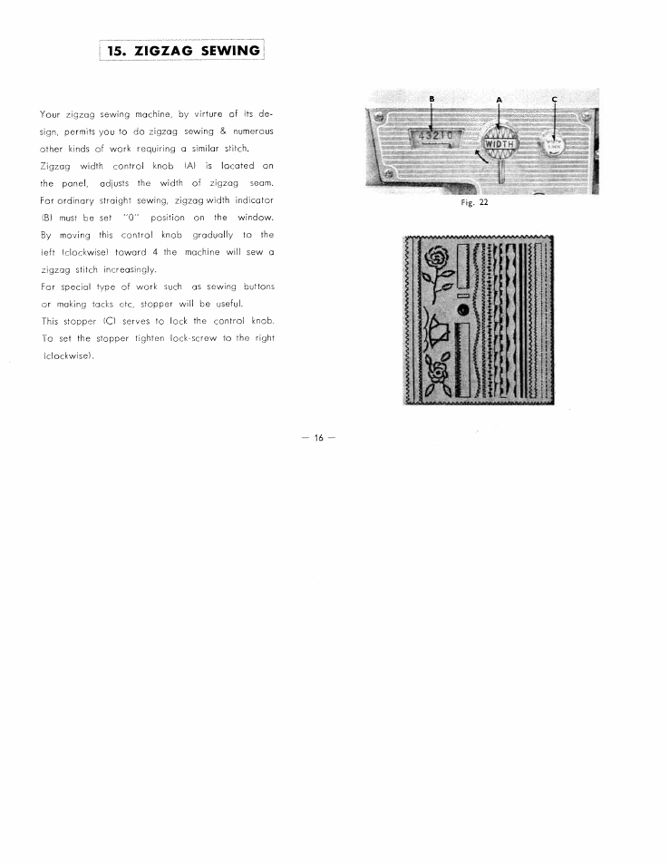 Zigzag sewing, Zig-zag sewing | SINGER W7317 User Manual | Page 17 / 32