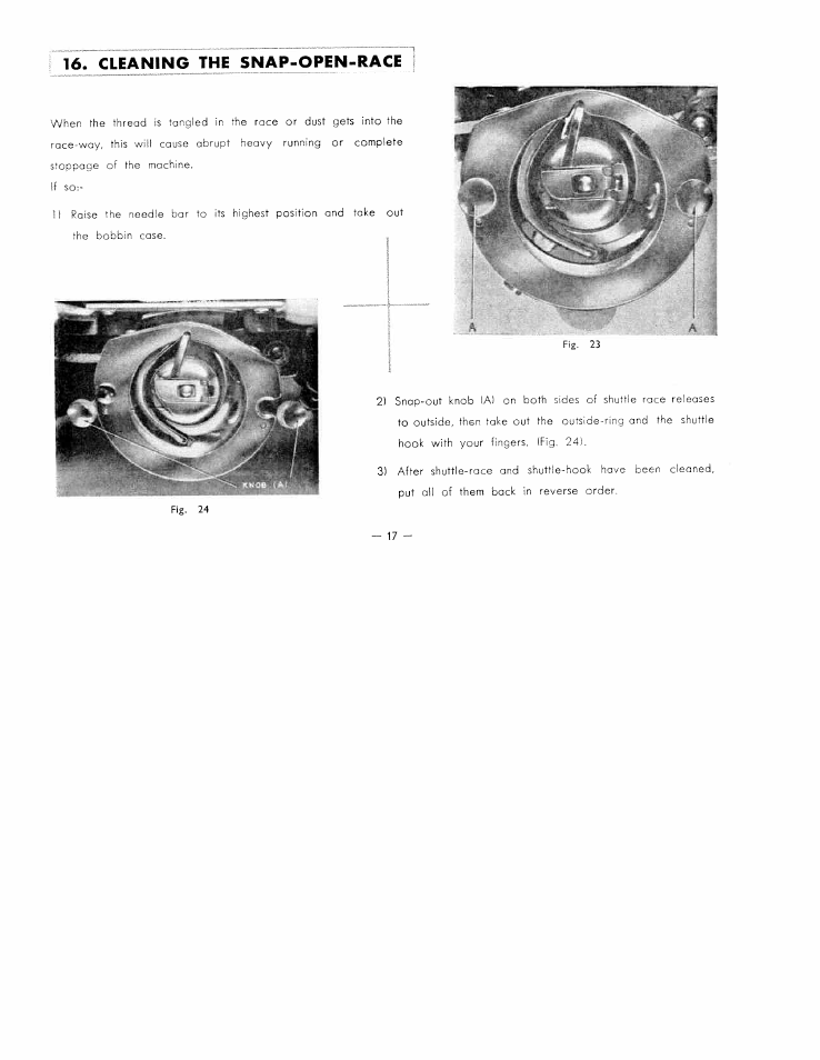 Cleaning the snap-open-race | SINGER W7317 User Manual | Page 18 / 32