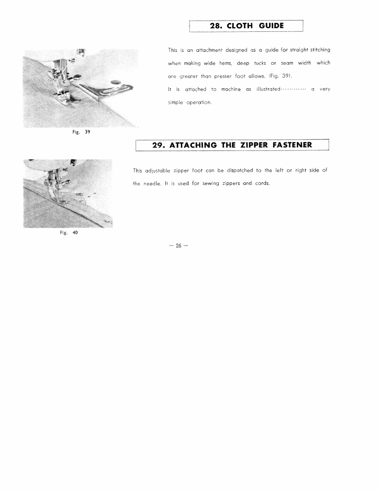 Cloth guide, Attaching the zipper fastener | SINGER W7317 User Manual | Page 27 / 32
