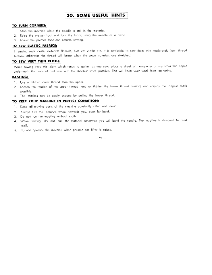 Somi useful hints, Some useful hints | SINGER W7317 User Manual | Page 28 / 32