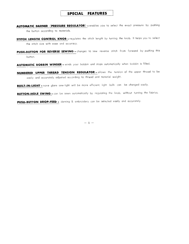Special features | SINGER W7317 User Manual | Page 4 / 32