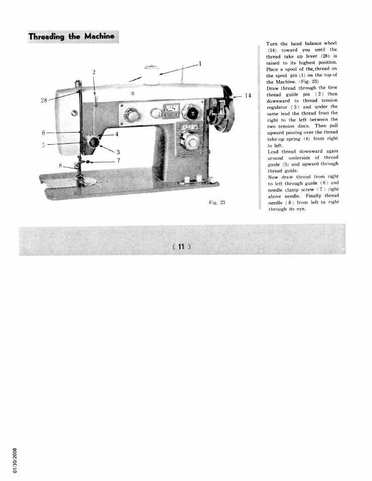 Threading the machine | SINGER W761 User Manual | Page 14 / 31