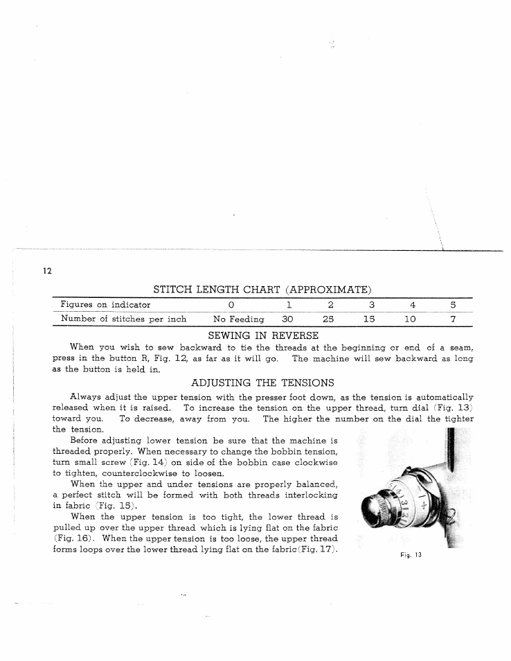 Stitch length chart (approximate), Sewing in reverse, Adjusting the tensions | Sew in reverse, Adjusting the tensions -13 | SINGER W7911 User Manual | Page 12 / 29