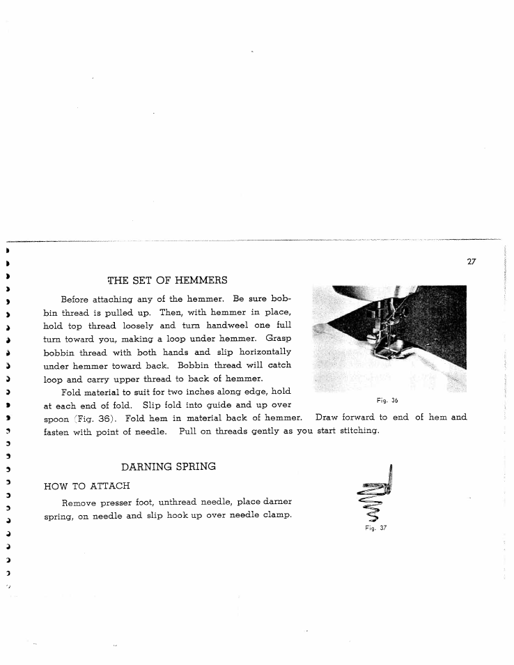 The set of hemmers, Darning spring | SINGER W7911 User Manual | Page 27 / 29