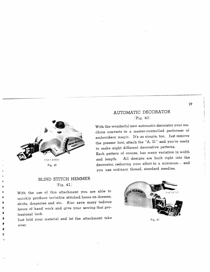 Automatic decorator, Blind stitch hemmer | SINGER W7911 User Manual | Page 29 / 29