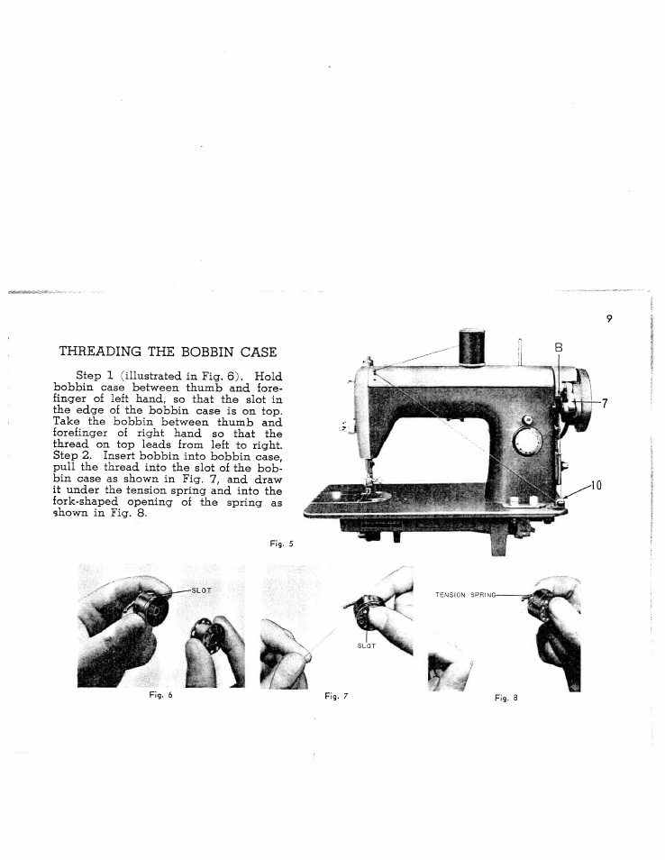 Threading the bobbin case, Threading bobbin case | SINGER W7911 User Manual | Page 9 / 29