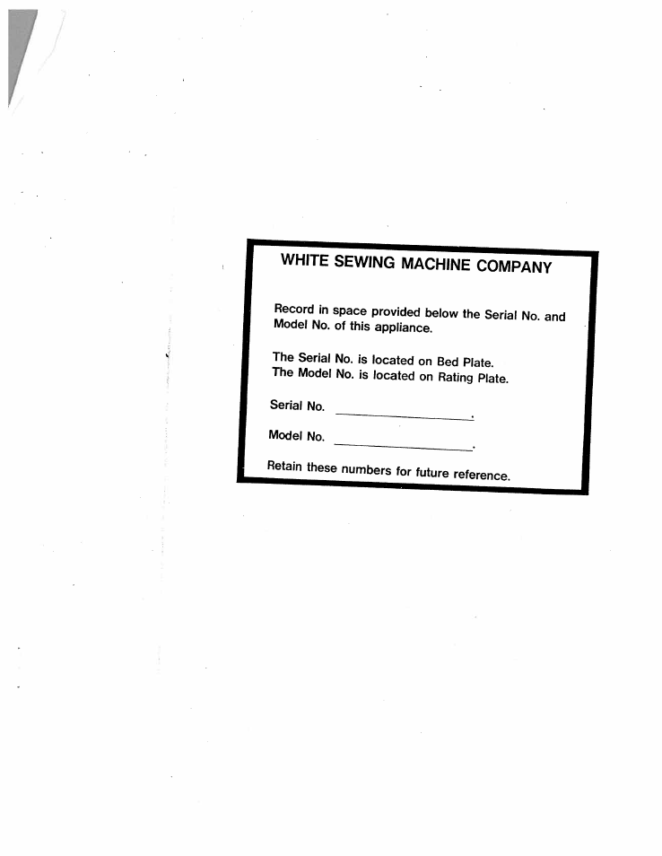 White sewing machine company | SINGER W1630 User Manual | Page 2 / 33