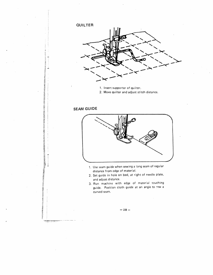 Quilter, Seam guide | SINGER W1630 User Manual | Page 31 / 33