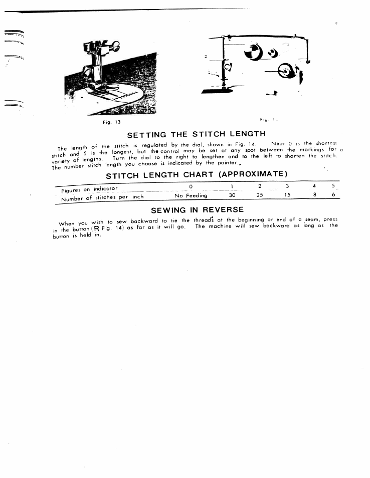 Setting the stitch length, Stitch length chart (approximate), Sewing in reverse | SINGER W801 User Manual | Page 10 / 48